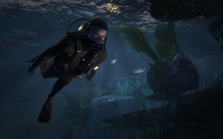 Diving suit man underwater light - aquirax uno free wallpaper