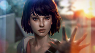 Woman hand face blurry window - ultra realistic digital art free wallpaper