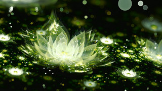 Green flower water droplets glowing - water droplet free wallpaper