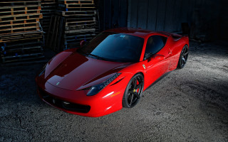 Red sports car garage wood - a door open free wallpaper