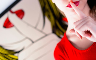 Woman red dress finger lipstick - a red lipstick free wallpaper