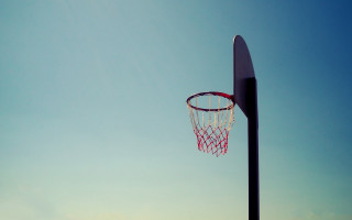 Basketball hoop sky gradient minimalism - a blue sky background free wallpaper