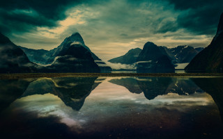 Mountain lake cloudy sky planet - a lake in the foreground free wallpaper