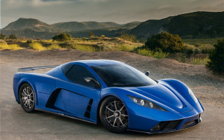 Blue sports car mountains cloudy - cloudy free wallpaper