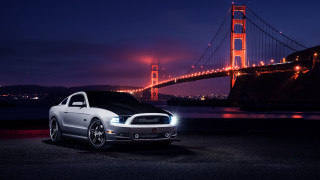 Car bridge night city lights - dennis flanders free wallpaper
