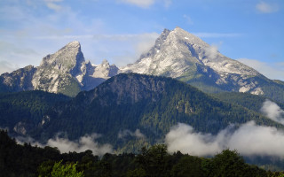 Mountain range clouds trees blue 3 - a mountain range free wallpaper