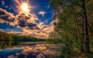 Lake forest sunset clouds tree - the cloud above free wallpaper