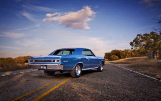 Blue car country road cinematic - a yellow line free wallpaper
