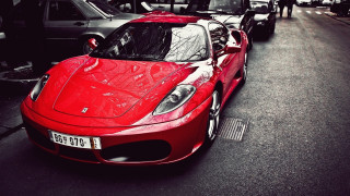 Red sports car night starry 2 - fine art free wallpaper