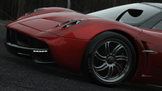 Red sports car street fence - a fence and a fenced in area free wallpaper