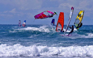 Wind surfing group sunny ocean - dave allsop free wallpaper