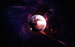 Planet space red light stars - planet free wallpaper