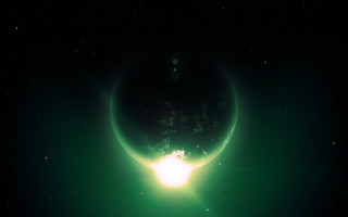 Green eclipse space astronaut fireworks - an ambient occlusion free wallpaper for desktop