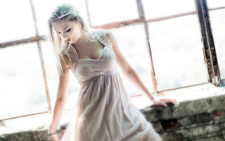 Woman white dress window hands - a woman in a dress free wallpaper