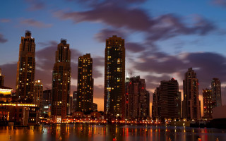 Cityscape water night lights bridge - farid mansour free wallpaper