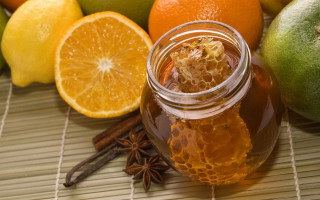Honey oranges anisets cinnamon bamboo - a bamboo mat free wallpaper