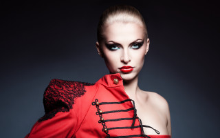Woman reddress blacklace redjacket americanbarbizon - a red jacket free wallpaper