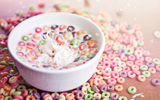 Bowl cereal spoon scattered flower - a bowl of cereal free wallpaper