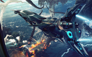 Futuristic fighter jet cloudy sky 2 - futuristic free wallpaper