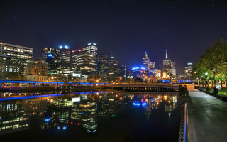 City skyline night river bridge 16 - andrew law free wallpaper