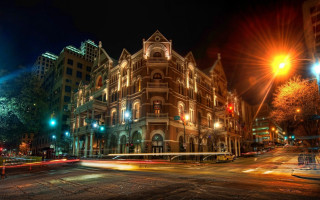 City street night traffic lights - traffic free wallpaper