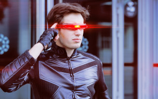 Leather jacket red glasses blurry - cosplay free wallpaper