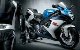 Blue white motorcycle garage person - motorcycle free wallpaper
