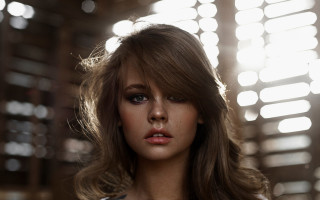 Woman longhair white shirt portrait 3 - pretty face free wallpaper