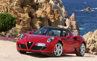 Red sports car beach ocean 2 - a beach near the ocean free wallpaper