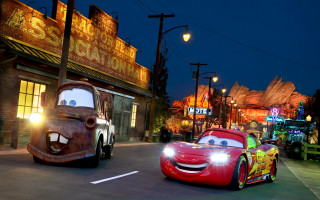Cars street night building movie - car free wallpaper