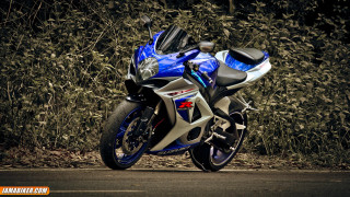 Blue white motorcycle roadside grass - motorcycle free wallpaper