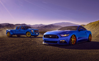 Blue trucks desert mountains purple - a desert area free wallpaper