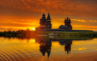 Castle sunset reflection mystical colors - andrey ryabovichev free wallpaper