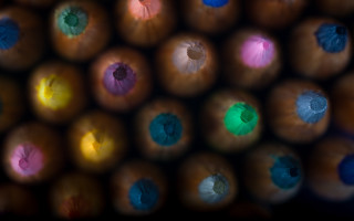 Colorful umbrellas crayon macro blurry - a group together free wallpaper