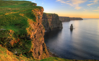 Cliff boat sunset landscape mountain - dorothea warren ohara free wallpaper