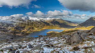Mountain lake snow clouds panoramic 2 - ceri richards free wallpaper