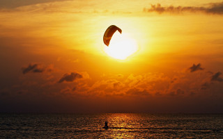 Para sailing sunset ocean kite - sunrise time free wallpaper for desktop