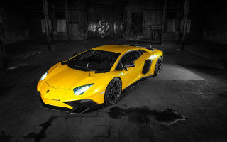 Yellow sports car dark parking - a yellow sports car free wallpaper