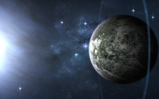 Planet rings stars bright light - planet free wallpaper