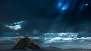 Small island cloudy sky light - a small island in the middle of a body free wallpaper