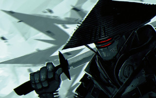 Man black hat knife plane - cyberpunk art free wallpaper