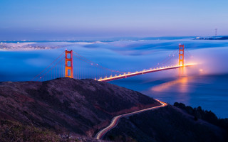 Bridge light clouds water sunset - the cloud free wallpaper