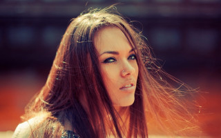 Woman longhair blue dress serious - aramenta dianthe vail free wallpaper