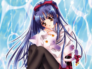 Blue haired anime girl bubbles - bubble free wallpaper