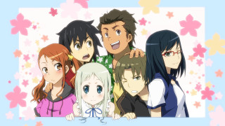 Anime characters flower background stars - a group of anime characters free wallpaper