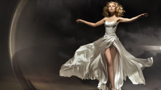 Woman white dress outstretched pose - a woman free wallpaper