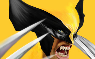Wolverine sword action painting yellow - yellow background free wallpaper