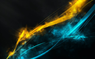Blue yellow abstract wave scenery - left free wallpaper