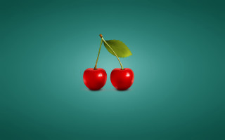 Cherry leaf green background blue - a green leaf free wallpaper