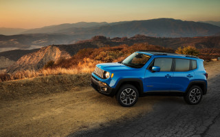 Blue jeep mountains sunset digital - a view of the mountains free wallpaper